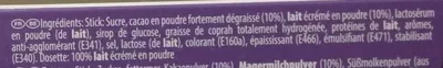 Lista de ingredientes del producto Dosettes Milka au lait Milka, Kraft foods, Mondelez 164,5g