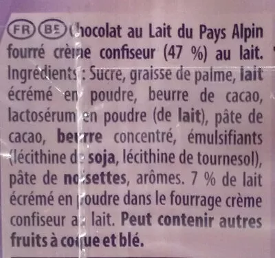 Lista de ingredientes del producto Tendre au Lait Milka, Mondelez 200 g e (2x100g)