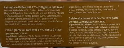 Lista de ingredientes del producto Glace mokka moca Migros 40 g