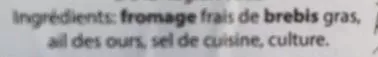 Lista de ingredientes del producto Fromage frais au lait de brebis bio Migros, De la Région 100 g