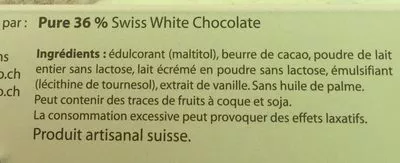 Lista de ingredientes del producto Swiss chocolate Sisao 