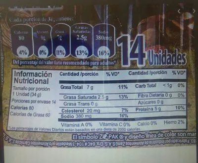 Lista de ingredientes del producto salchicha ranchera 476