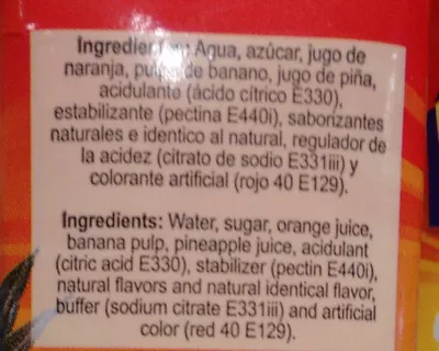 Lista de ingredientes del producto Hit Frutas Tropicales hit 200 ml