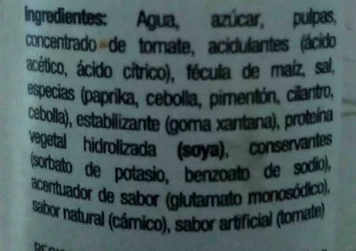 Lista de ingredientes del producto Salsa agridulce  