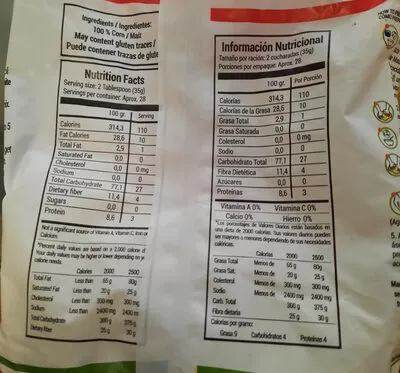 Lista de ingredientes del producto harina de maiz blanco Juana polar 1kg