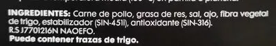 Lista de ingredientes del producto Hamburguesa parrillera de pollo de filete de pierna Oregon Foods 600 gr