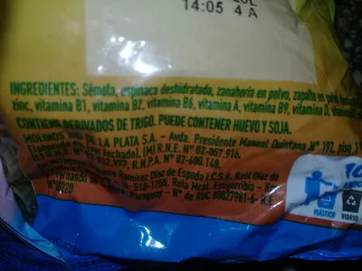 Lista de ingredientes del producto 3 vegetales codito Lucchetti 