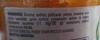 Lista de ingredientes del producto Durazno sin azúcares agregados Arcor 