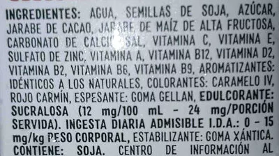 Lista de ingredientes del producto ades ades 