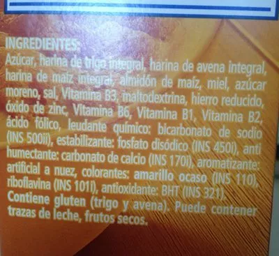 Lista de ingredientes del producto Honey nut oats Quaker 