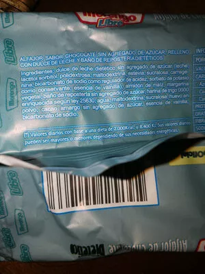 Lista de ingredientes del producto Merengo Libre - Alfajor de Chocolate Dietetico Merengo 45 g