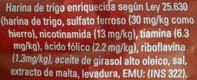 Lista de ingredientes del producto crackers clasicas la anonima 