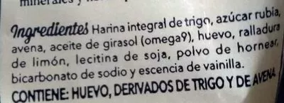 Lista de ingredientes del producto Galletas Integrales con Avena y Limon Integralia 220 g