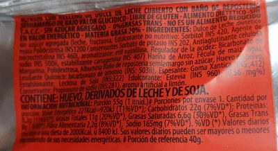 Lista de ingredientes del producto Alfajor Cerro Azul 55g