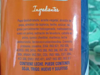 Lista de ingredientes del producto papas la anonima sabor queso  