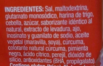 Lista de ingredientes del producto Caldo sabor pollo gourmet 