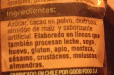 Lista de ingredientes del producto Cacao  