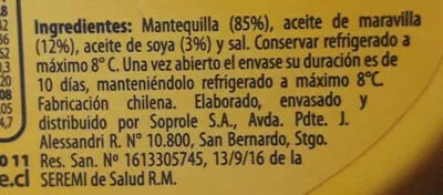 Lista de ingredientes del producto Soprole untable Soprole 350 g