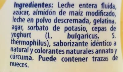 Lista de ingredientes del producto Yogurt sabor vainilla Soprole 