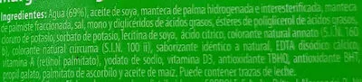 Lista de ingredientes del producto Margarina Soprole Next  