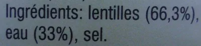 Lista de ingredientes del producto Lentilles cuisinées Agatos 800 g (530 g net égoutté)