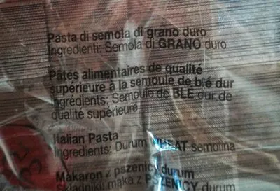 Lista de ingredientes del producto Pâte Garofalo 