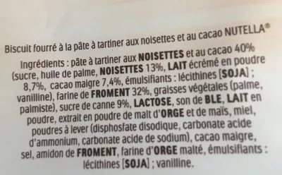 Lista de ingredientes del producto Nutella biscuits Nutella, Ferrero, Nutella Biscuits 304g