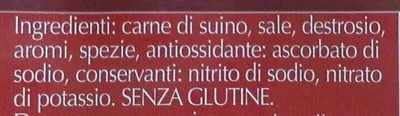 Lista de ingredientes del producto Pancetta Affumicata a cubetti per carbonara la casa del contadino 100g