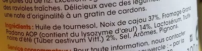 Lista de ingredientes del producto Sauce Pesto à la truffe blanche d'été Sacla 190 g