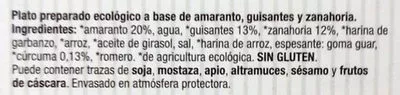 Lista de ingredientes del producto Miniburguer de amaranto, guisantes y zanahoria Germinal Bio Vegan,  Germinal Bio,  Germinal 160 g