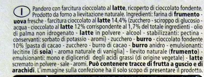 Lista de ingredientes del producto Balocco Il Pandoro CiocoParty balocco, Balocco S.p.A. Via S. Lucia 51 12045 Fossano CN Italy 800 g