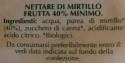 Lista de ingredientes del producto Nettare di mirtillo Vivi Verde, Coop 400 ml (2x200ml)