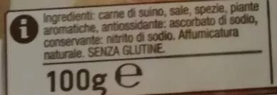 Lista de ingredientes del producto Speck Alto Adige IGP COOP 100g