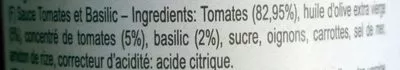 Lista de ingredientes del producto Agnesi Passione Sugo Al Basilico Agnesi 280 g e