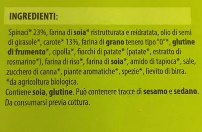 Lista de ingredientes del producto Veggie - Burger-Bio spinaci Spar 