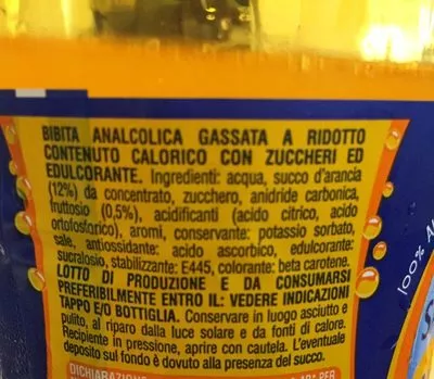 Lista de ingredientes del producto Aranciata San Benedetto 1,5 l