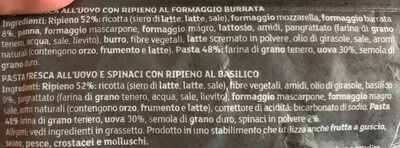 Lista de ingredientes del producto Duetto burrata e basilico Giovanni Rana 250g