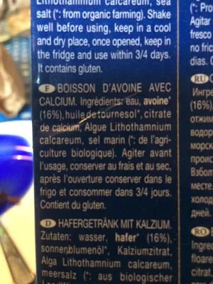 Lista de ingredientes del producto Epicerie / Boissons Et Vins / Boissons Végétales Riso scotti 