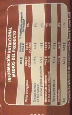 Lista de ingredientes del producto Crackers integrales Galbusera 500 g