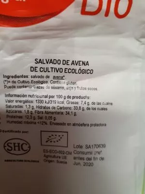 Lista de ingredientes del producto   