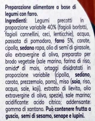 Lista de ingredientes del producto Zuppa Toscana Granarolo 300g