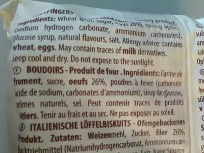 Lista de ingredientes del producto Boudoirs Aux Oeufs Bonomi 400GR  