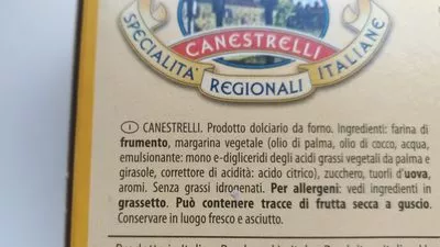 Lista de ingredientes del producto Chiostro Di Saronno Regional Speciality Cookies Canestrelli Amaretti 