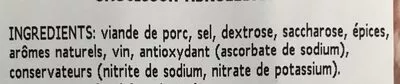 Lista de ingredientes del producto Saucisson abbruzze Villani 