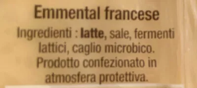 Lista de ingredientes del producto Emmental Francese Selex 220g