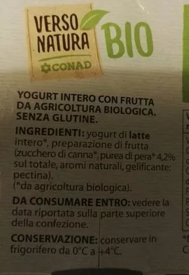 Lista de ingredientes del producto Yogurt cremosa Pera Verso Natura, Conad 