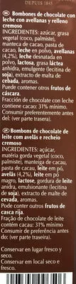 Lista de ingredientes del producto Lindor avellanas Lindt 