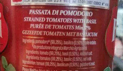 Lista de ingredientes del producto purée de tomates avec Basilic Petti 500 g