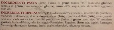 Lista de ingredientes del producto Tortelli di zucca Gaetarelli, Pastificio Gaetarelli 250 g