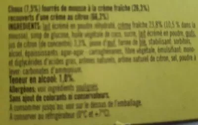 Lista de ingredientes del producto Profiteroles citron 2+1  